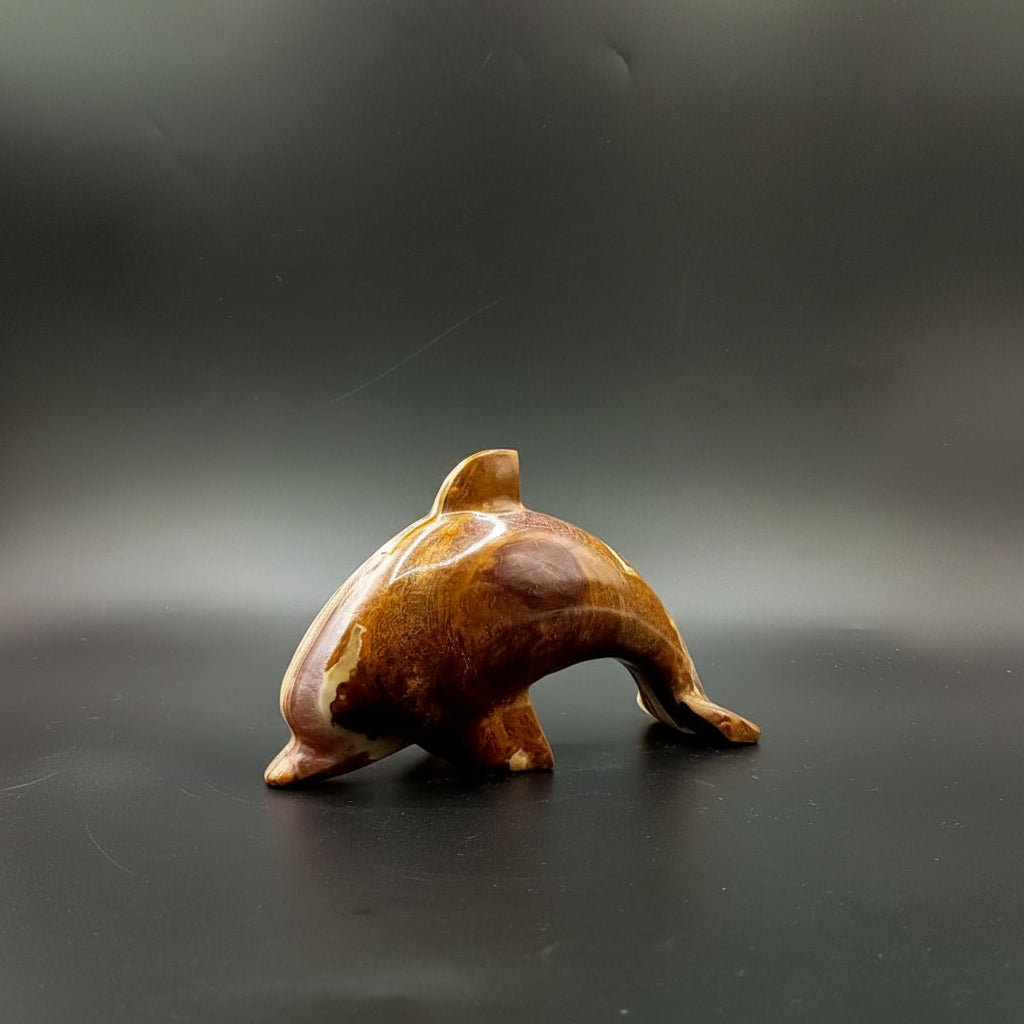 Handcrafted Marble Dolphin Figurine 6 Inch