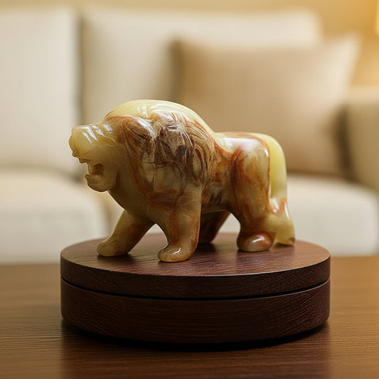 Handcrafted Marble Lion Figurine 6 Inch