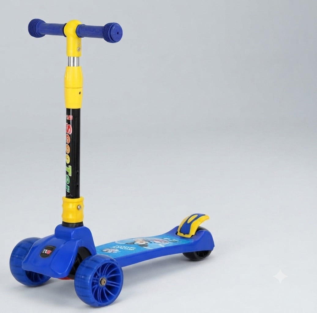 Blue & Yellow Kids 3-Wheel Kick Scooter
