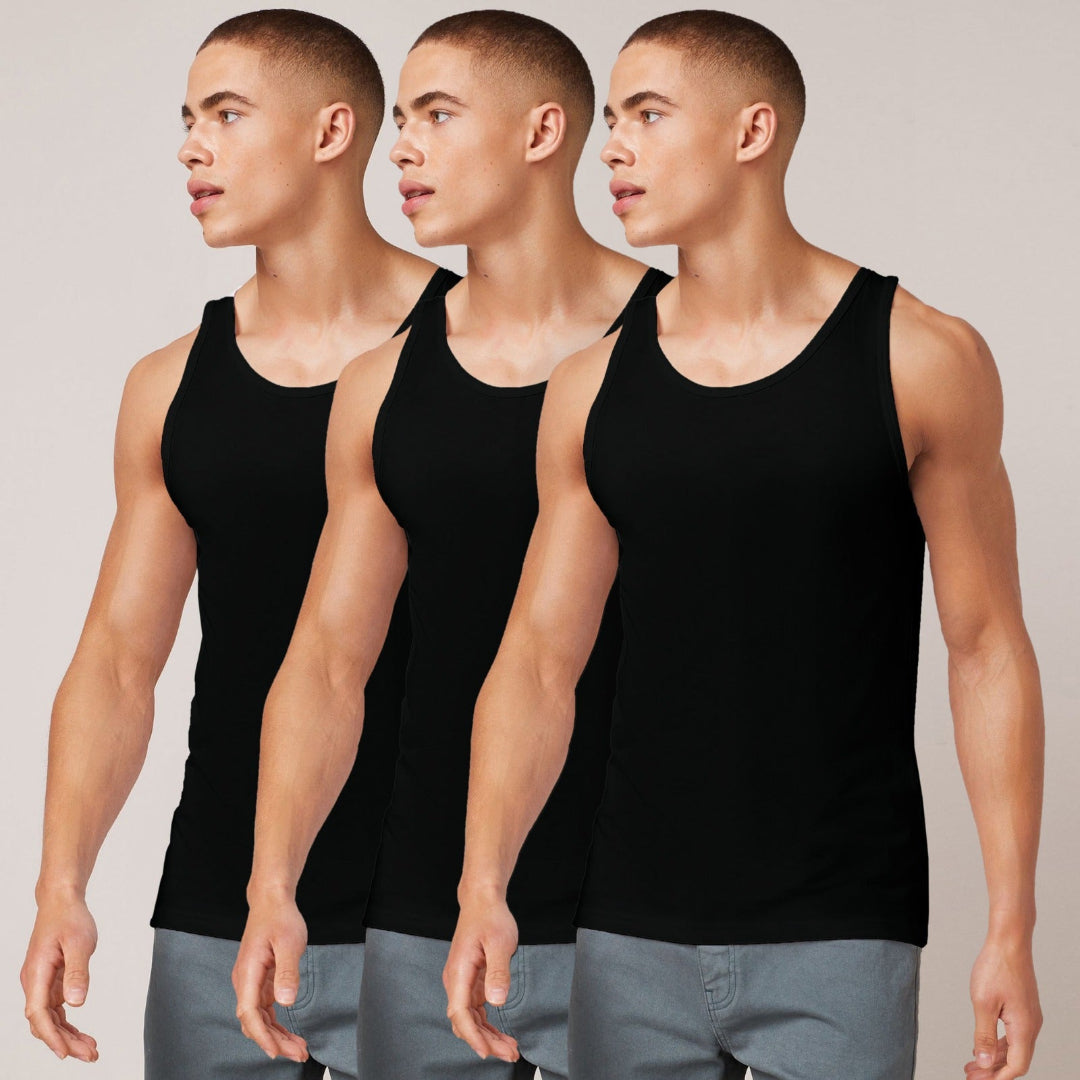 Yorker Men's Vest Sleeve Less 100% Cotton Pack of 3