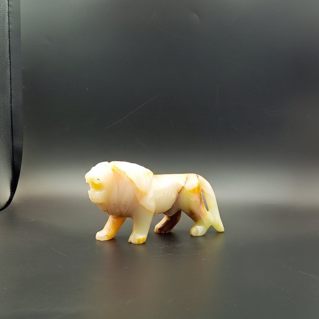Handcrafted Marble Lion Figurine 6 Inch