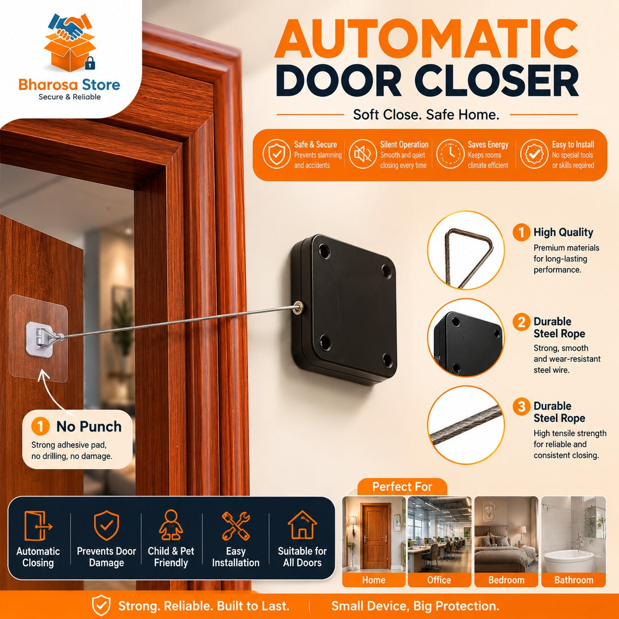 (FREE HOME DELIVERY) Multifunctional Automatic Door Closer