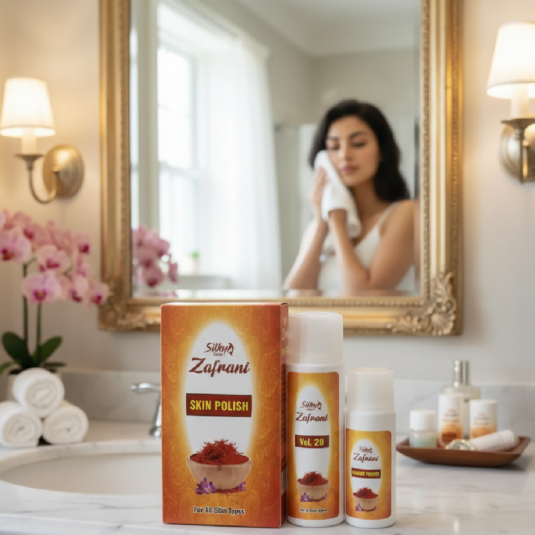 Pack of 2 Silky Zafrani Skin Polisher 120ml and Activator 60g - Exfoliating and Radiance Boosting