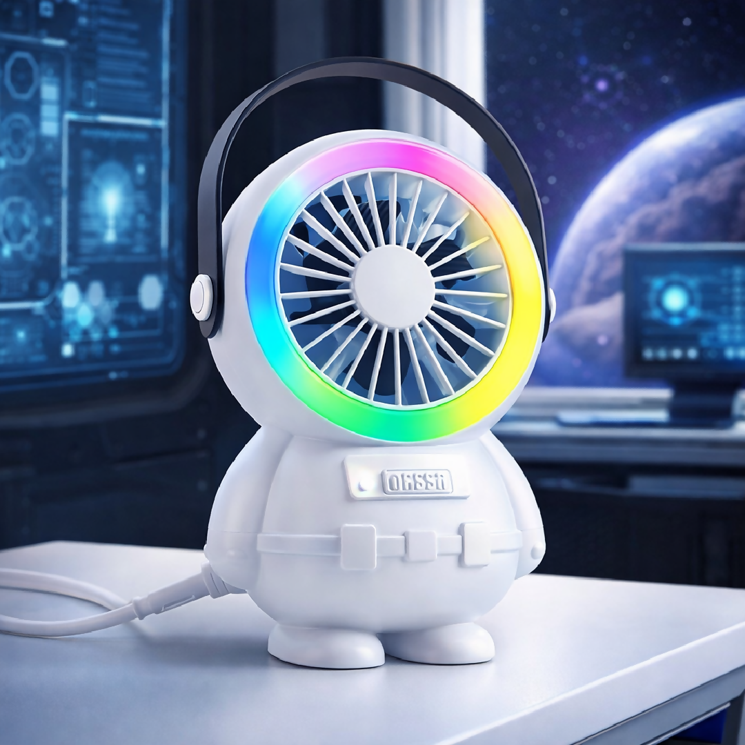 Astro Series Astronaut Mini Desktop Fan Portable USB Rechargeable Fan with RGB Night Light