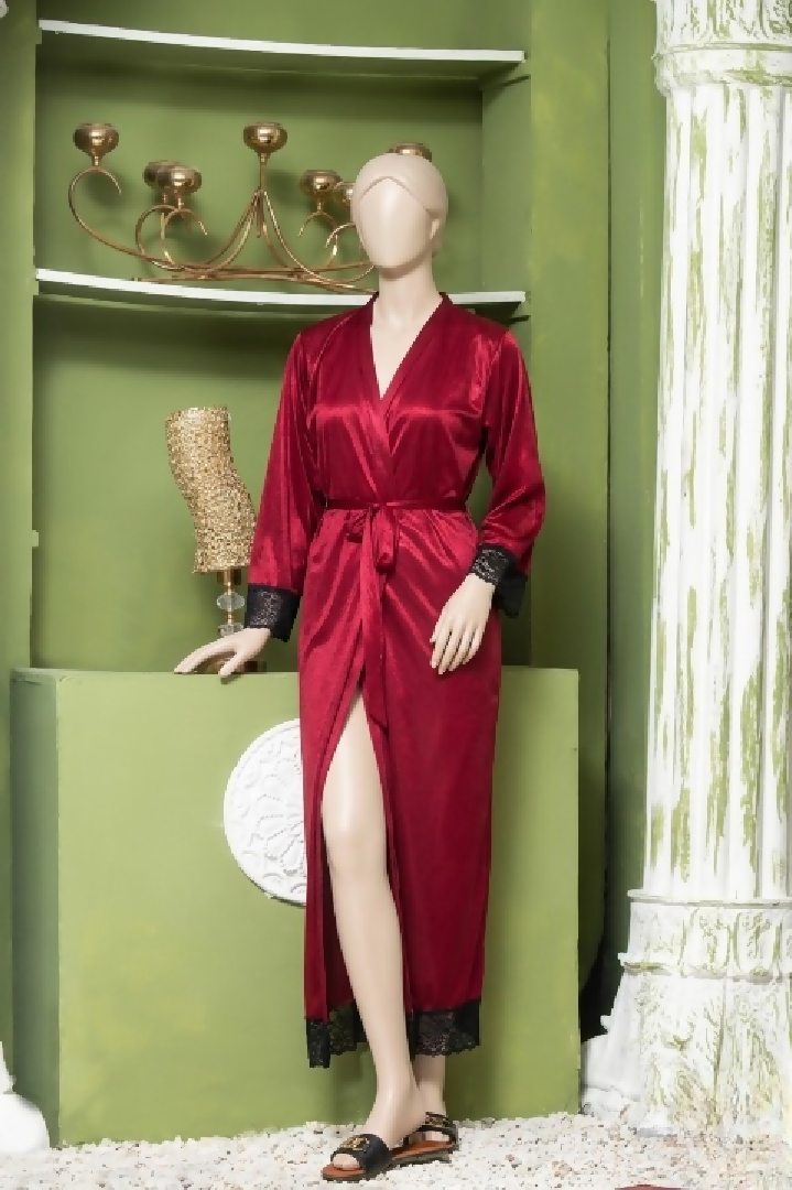 Elegant Luxury Silk Night Gown with Delicate Lace Trim Comfortable Sleepwear for Women Free Size