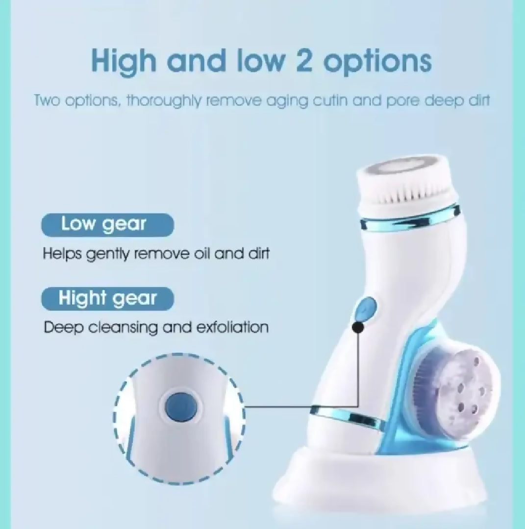 Cnaier 4 in 1 Electric Cleanser Facial Cleansing Brush Massager Face Brush Set Electric Rotating Face Scrubber for Deep Cleaning Exfoliating Blackhead Removing