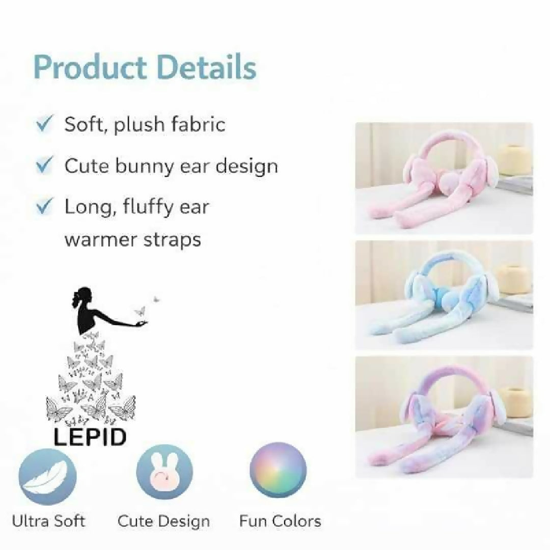 Cute Rabbit Earmuffs for Girls Soft Plush Winter Ear Warmers