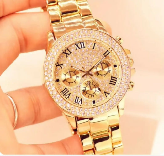 Golden Crystan Roman Dial Watch