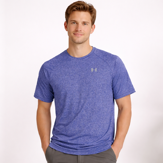 Mens Dry Fit Performance T Shirt Heather Blue