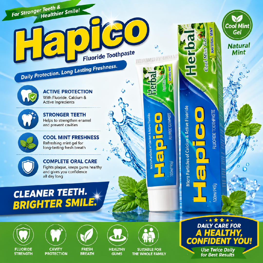 Hapico Herbal Cool Mint Gel Fluoride Toothpaste 145g Fresh Breath Cavity Protection Daily Oral Care
