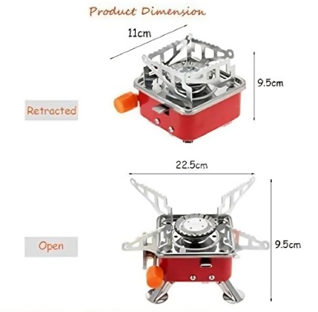 Mini Portable Square Stove for Backpacking Hiking Windproof Burner Camping Stove Foldable Stove for Outdoor Picnic - Without Gas Bottle