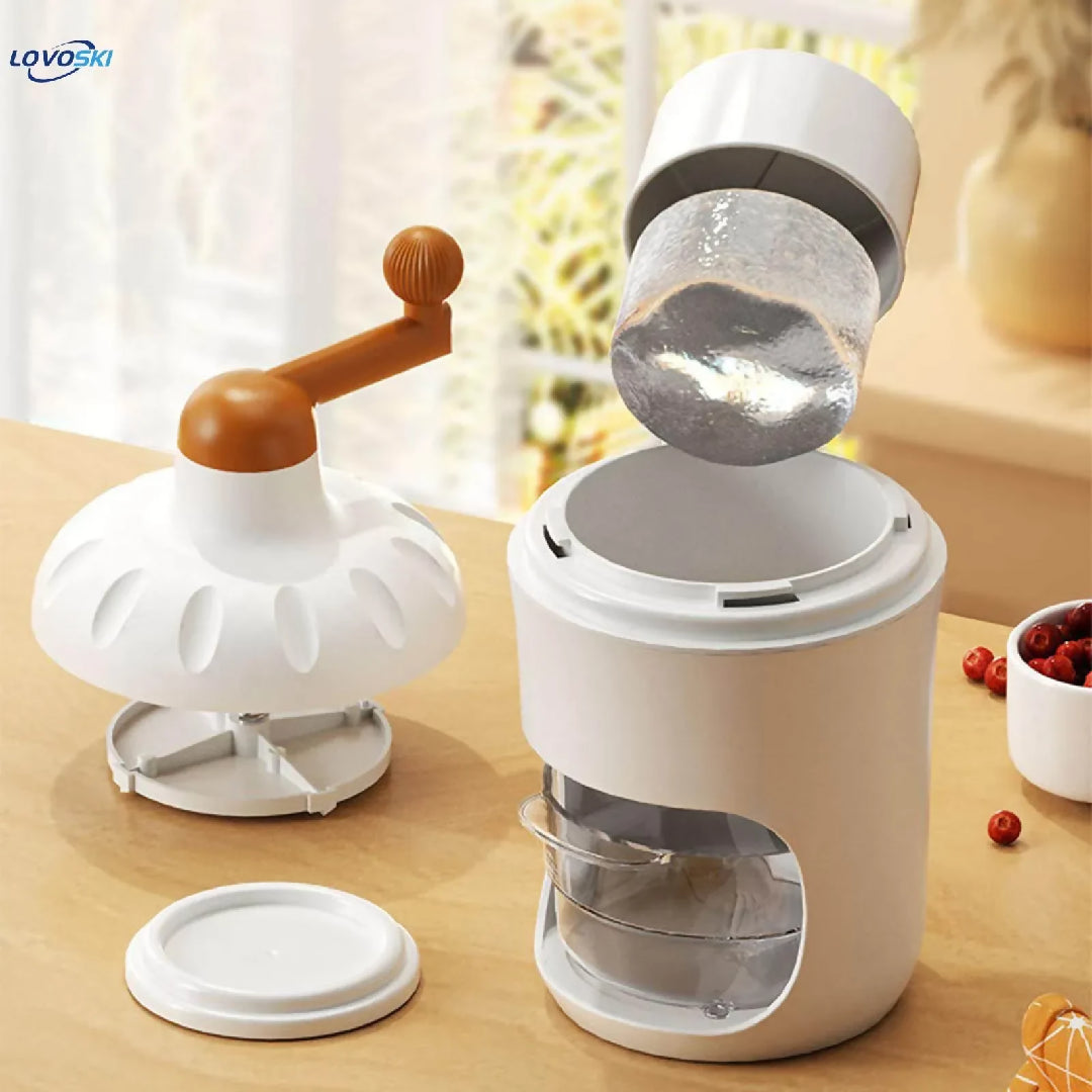 Portable Manual Ice Shaver Machine and Snow Cone Maker - Hand-Crank Slushie Maker with Stainless Steel Blades for Home Kitchen and Camping