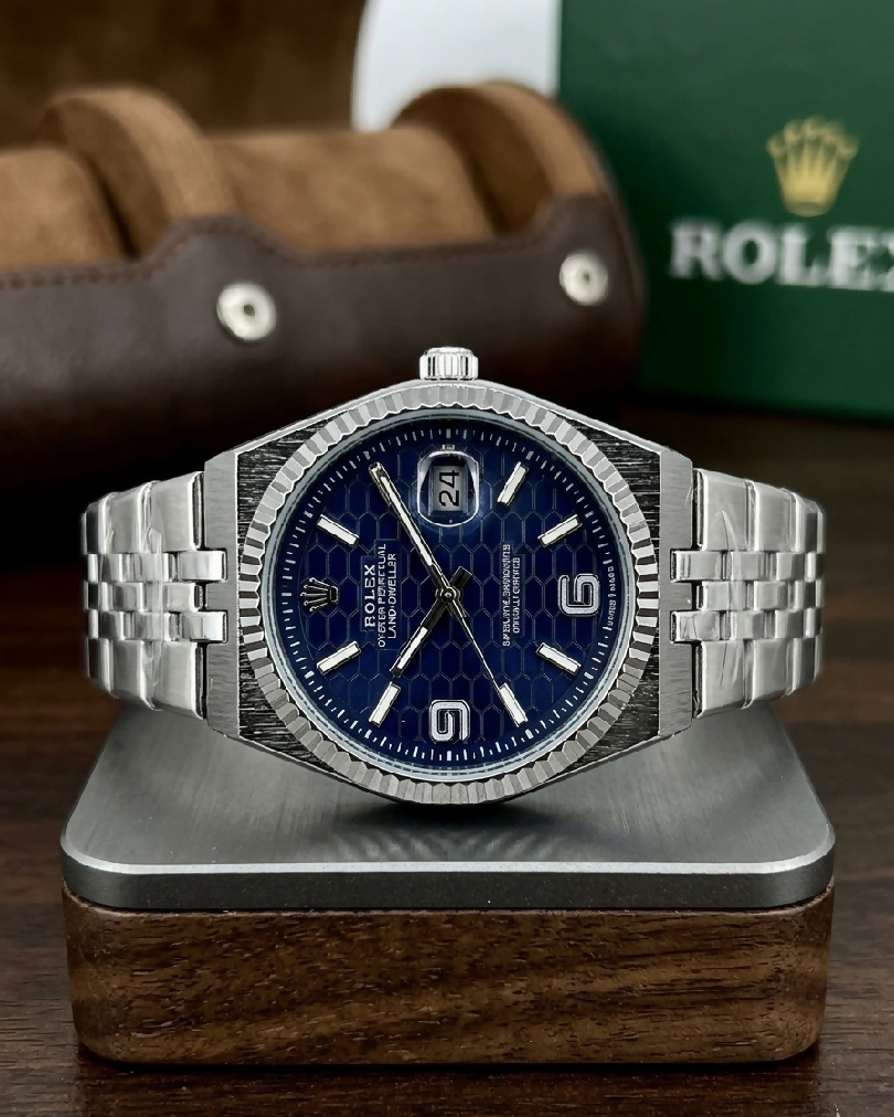 Silver Rolex Hexa Dial Luxury Watch