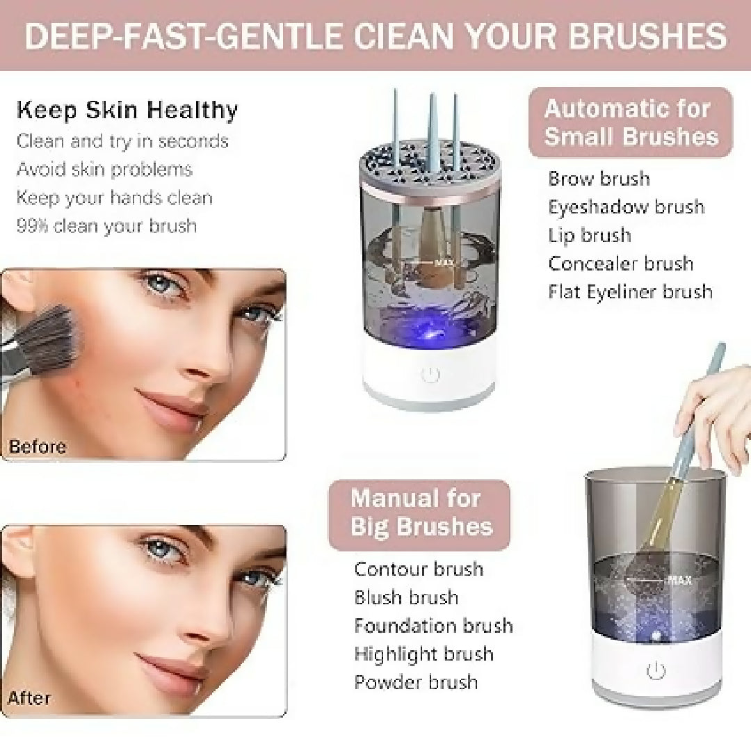 3 In 1 Electric Makeup Brush Cleaner - Automatic Make Up Brush Holder and Cleaner