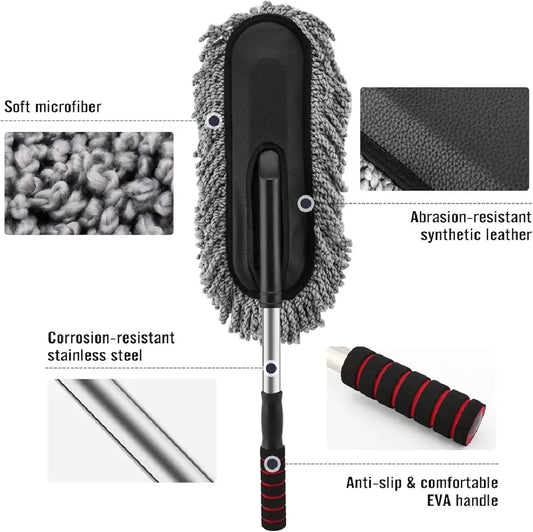 Telescopic Microfiber Car Duster with Long Handle