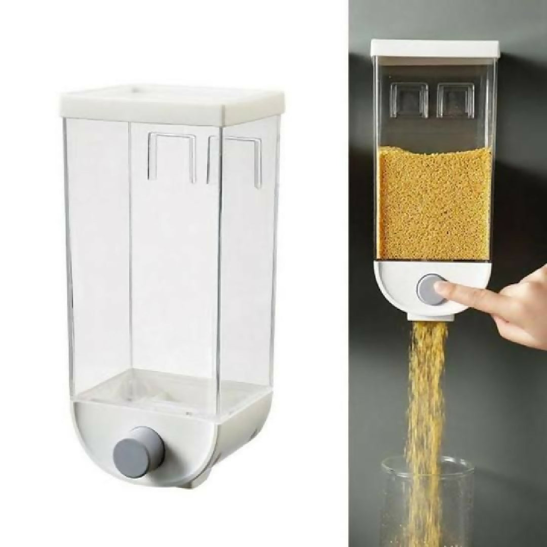1Pc 1500ml Self-Adhesive Grain Dispenser - Wall Mounted Rice and Grain Storage Box - Kitchen Food Organizer Container - Dry Fruit Dispenser
