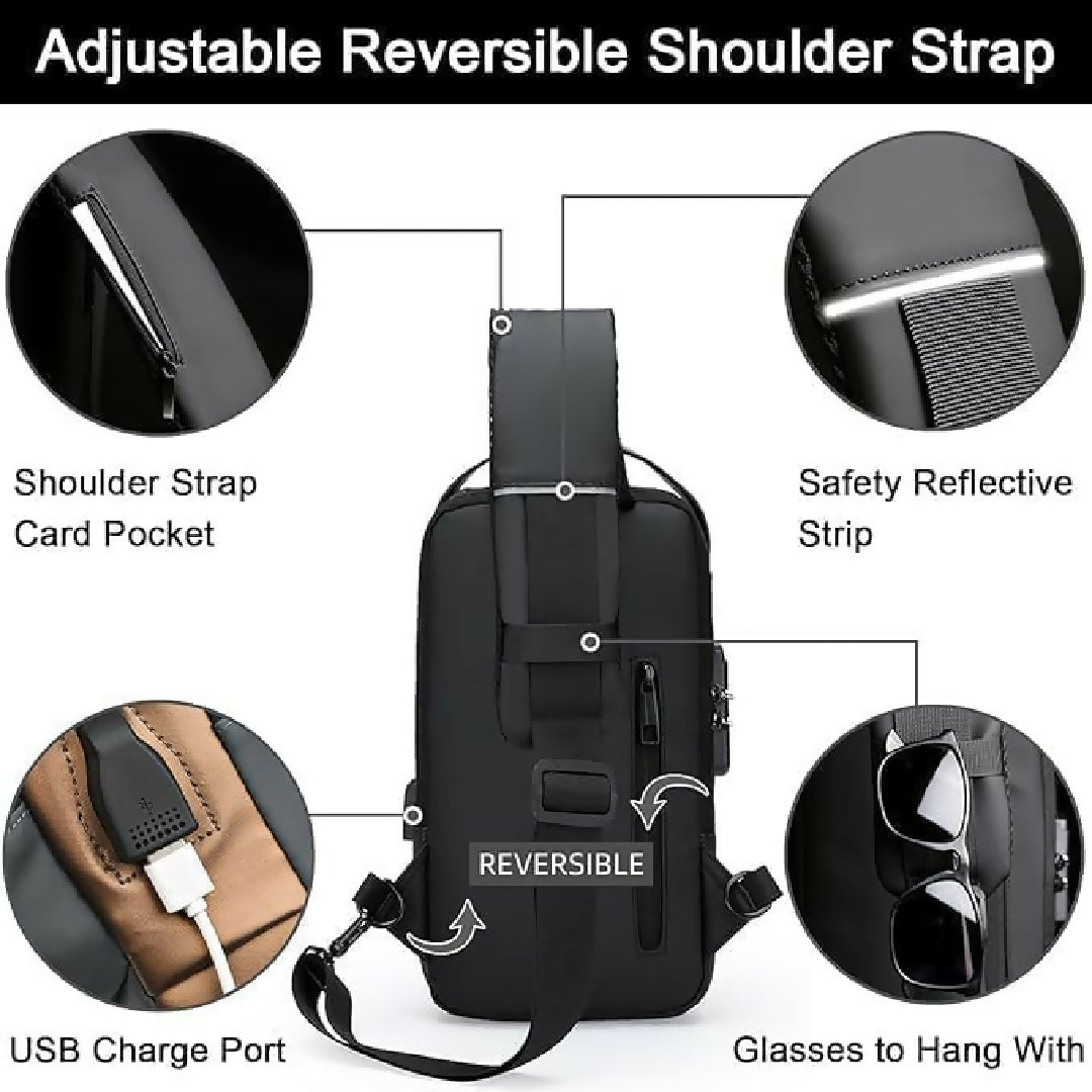 Chest Bag Multifunction Crossbody Sport Running Travel Sling Pack Anti theft USB Charge Shoulder Messenger Pack Luxury Brand Men