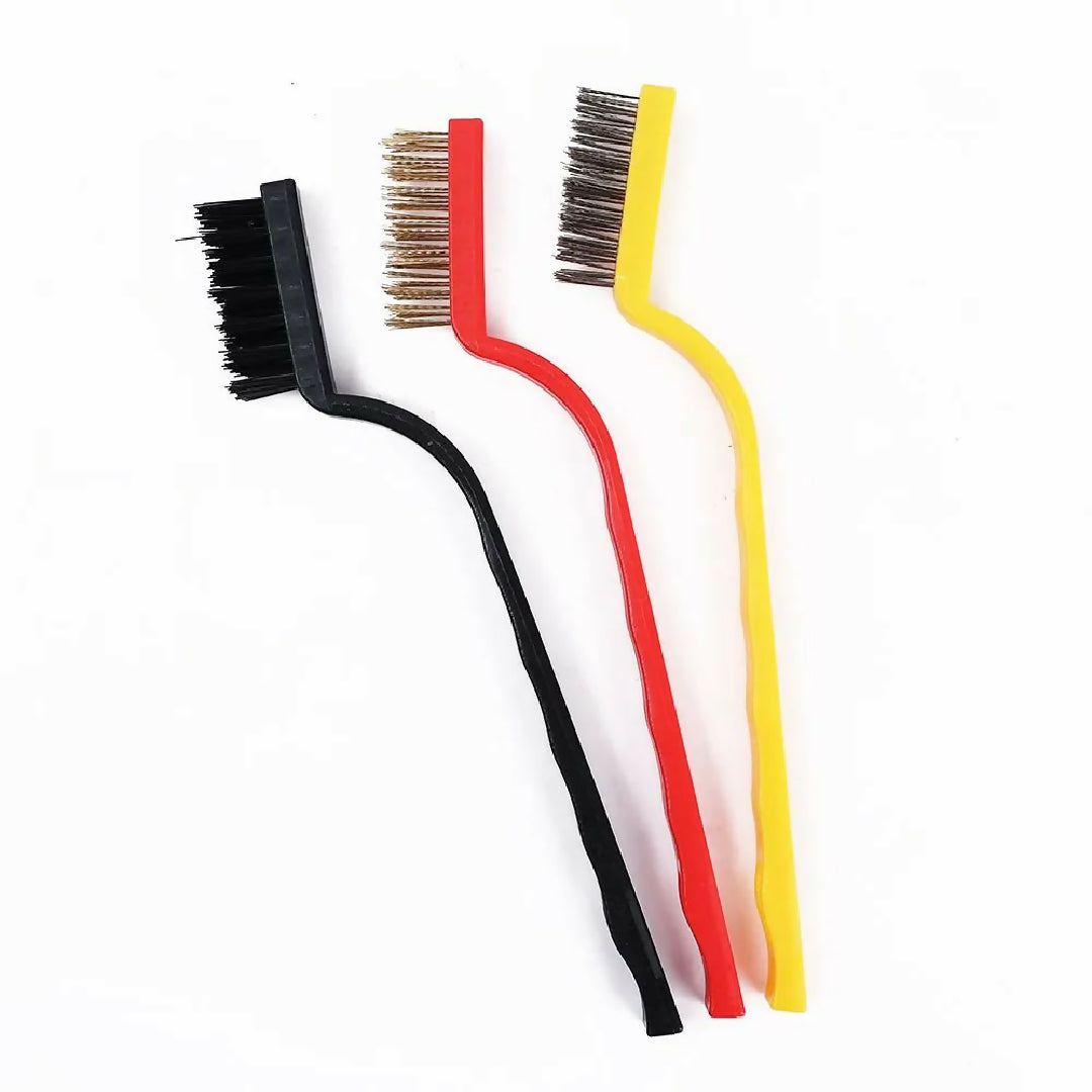 3pcs Set Gas Stove Cleaning Brush 3style Brush Head Nylon Iron Wire Copper Wire Powerful Decontamination Brush Kitchen Tools
