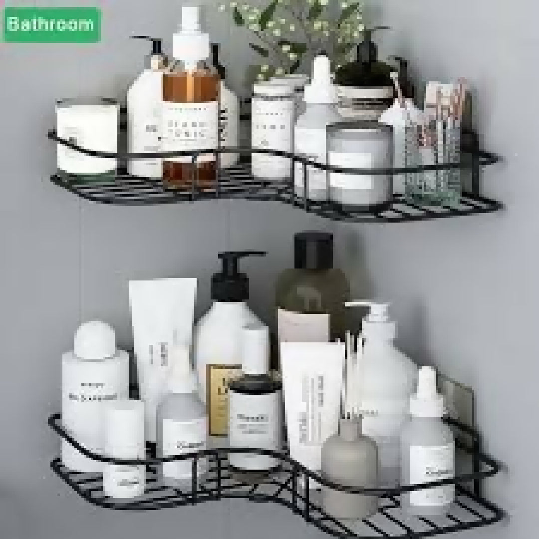 Corner Rack Bathroom Kitchen Punch Corner Frame Shower Shelf Wrought Iron Shampoo Storage Rack
