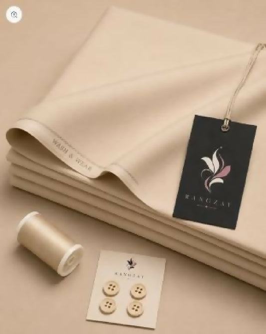 Beige Wash n Wear unstitched four meter fabric