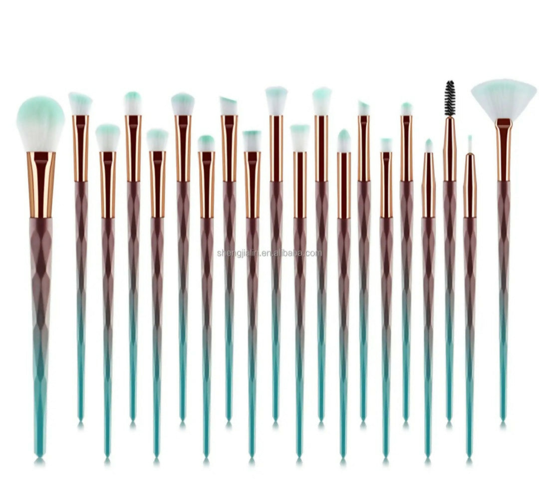 professional quality 20 pcs synthetic hair eyeshadow eyelash brushes set plastic handle for face daily