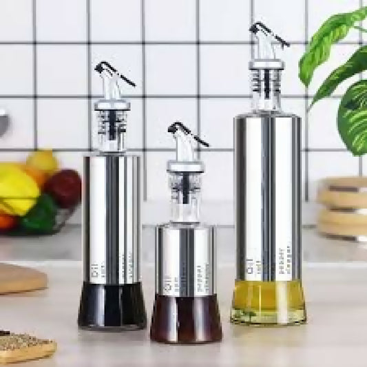 Steel Case Nozzle Glass Oil Bottle 300ml