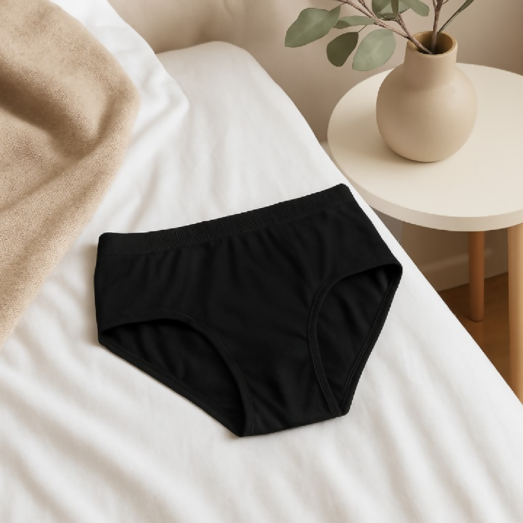 Jersey Plain Panty for Women - High Quality Soft - Lightweight Fabric - Black - S M L - Large