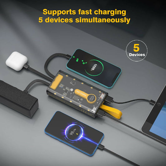 10000mAh Fast Charging Power Bank For Android and iphone 22W Portable Charger with Built in Cables
