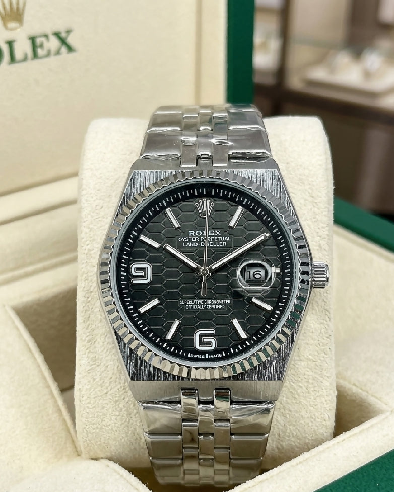Silver Rolex Hexa Dial Luxury Watch