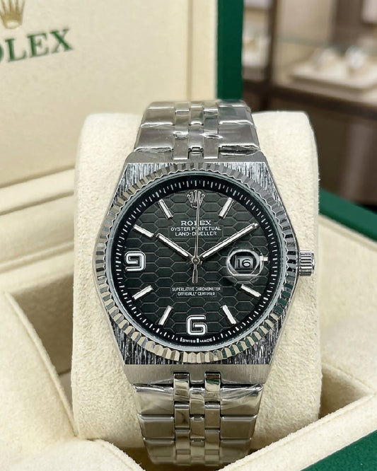 Silver Rolex Hexa Dial Luxury Watch