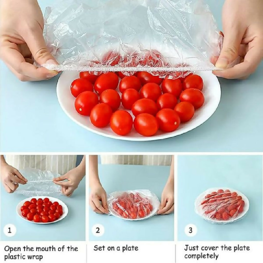 100 Pcs Elastic Food Cover Wrap Reusable Stretch Lids