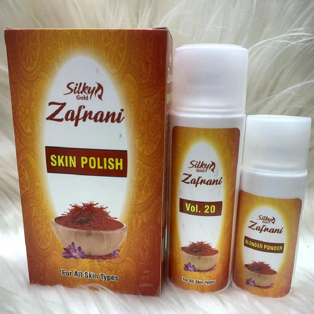 Pack of 2 Silky Zafrani Skin Polisher 120ml and Activator 60g - Exfoliating and Radiance Boosting