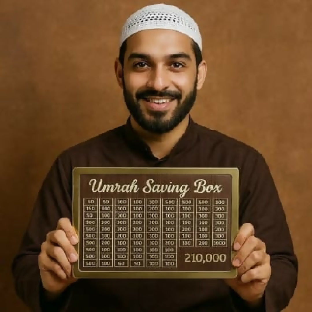 Umrah Saving Box Wooden Umrah Saving Box 280 Days Savings Plan Islamic Halal Money Jar for Hajj AND Umrah