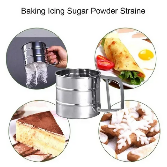 Stainless Steel Mesh Net Flour Sifting Powder Sifter Sieve Strainer Cake Baking Decor Katoritchen