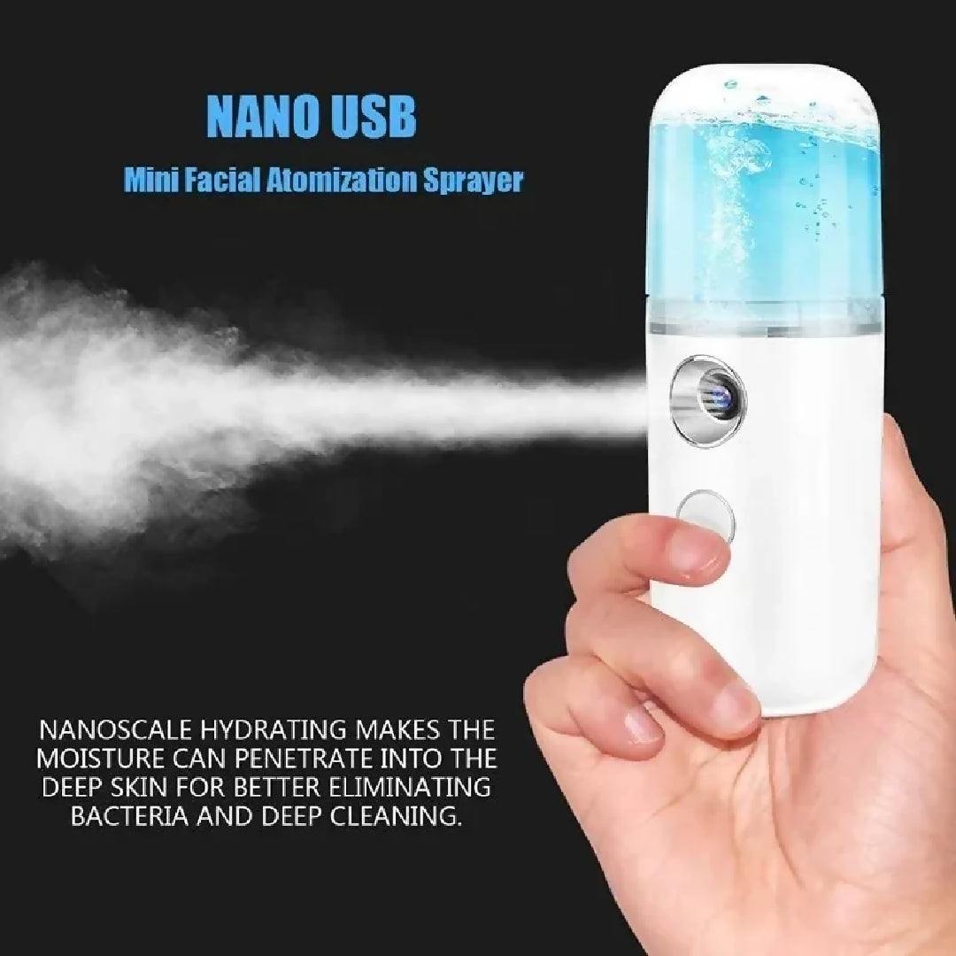Portable Nano Facial Mist Sprayer Hydrating Ionic Facial Steamer for Instant Skin Moisture Glow Refreshing Mist USB Rechargeable