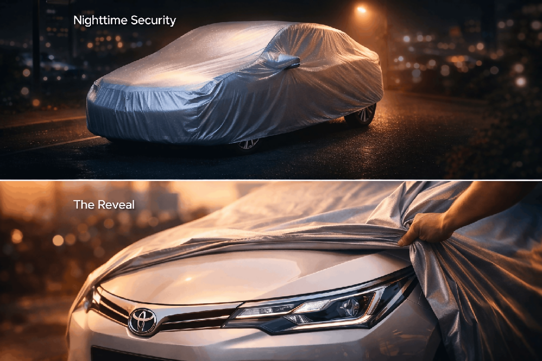 Toyota Corolla 2006 2023 Silver Parachute Car Top Cover Waterproof Dustproof Heat Resistant Full Body Protection