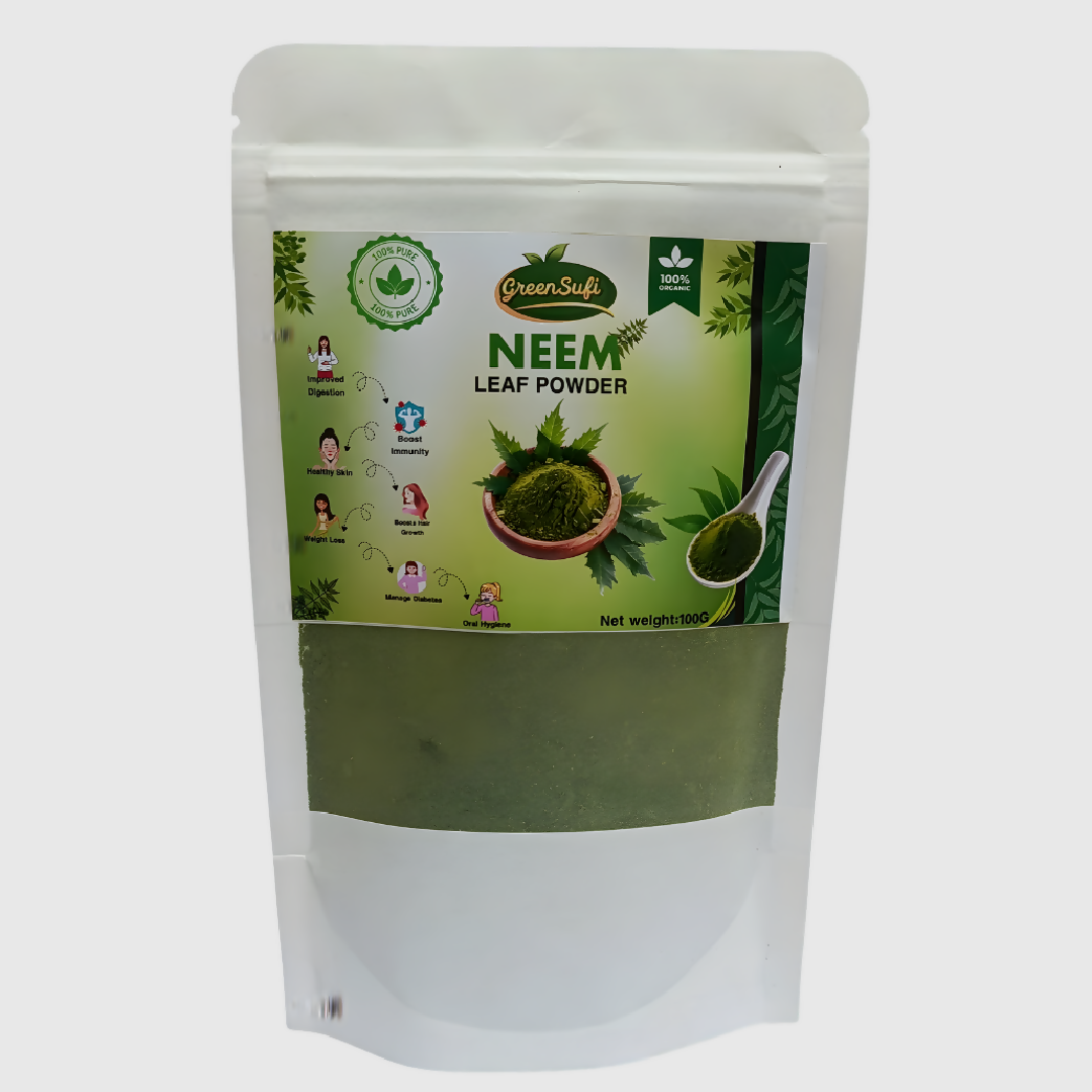 GreenSufi Organic Neem Powder 100g 100 Percent Pure Neem Leaves Powder for Acne Skin and Hair Care