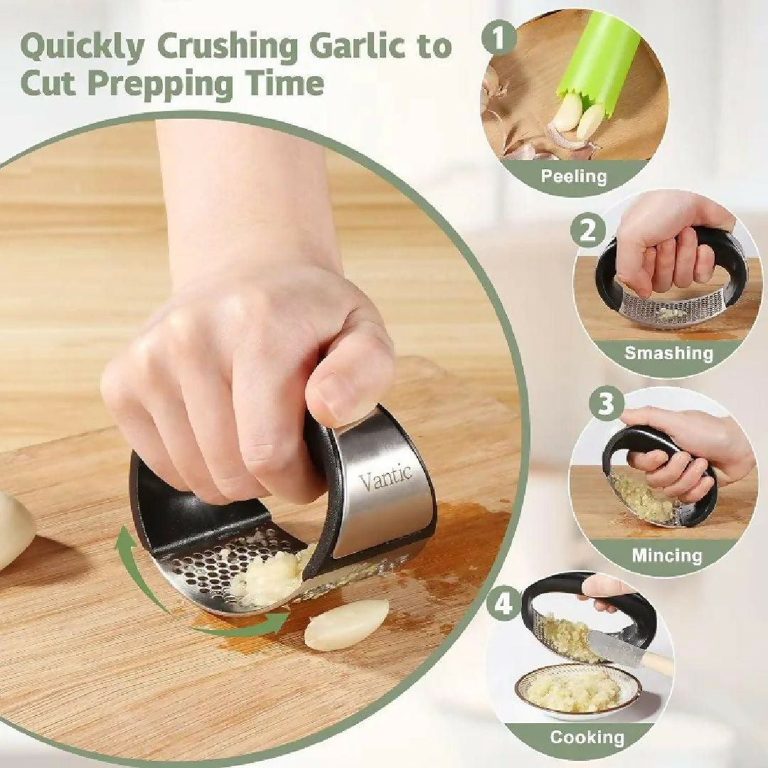 Garlic Press Manual Garlic Press Rocker With Handle Stainless Steel Garlic Crusher Masher Ginger Garlic Chopper Kitchen Gadget Tool Garlic Cutter Hand Press Tool For Garlic Paste