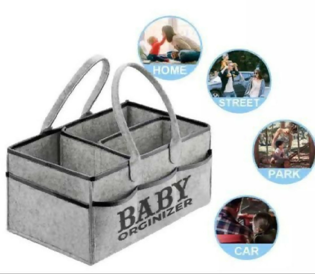 Foldable Baby Diaper Caddy Organizer - Portable Storage Basket - Essential Bag for Nursery - Changing Table and Car - Waterproof Liner Is Great for Storing Diapers - Bottles