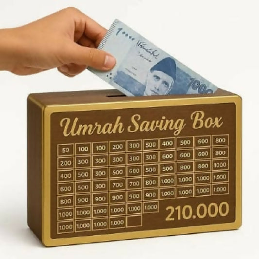 Umrah Saving Box Wooden Umrah Saving Box 280 Days Savings Plan Islamic Halal Money Jar for Hajj AND Umrah