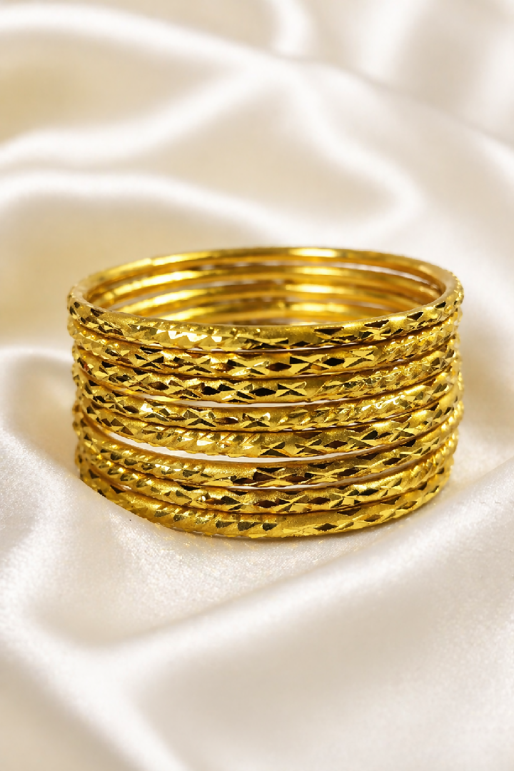 Radiant Diamond-Cut 8-Piece Bangle Set