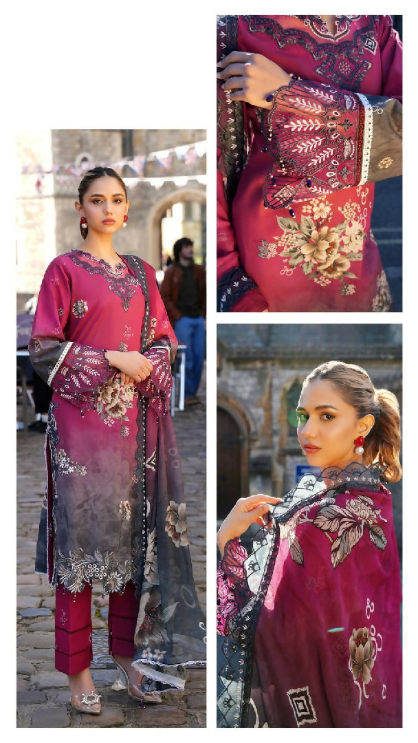 Printkari 3 Piece Unstitched Embroidered