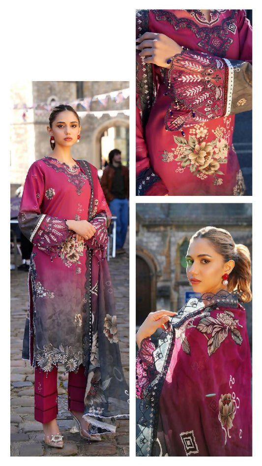 Printkari 3 Piece Unstitched Embroidered