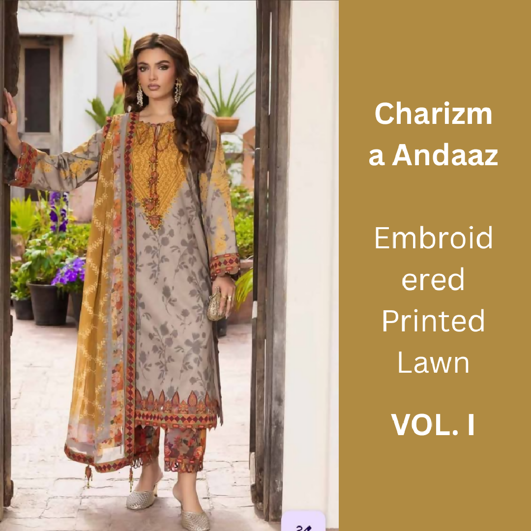 𝐂𝐡𝐚𝐫𝐢𝐳𝐦𝐚 𝐀𝐧𝐝𝐚𝐚𝐳 𝐕𝐨𝐥 𝟏 𝐄𝐦𝐛𝐫𝐨𝐢𝐝𝐞𝐫𝐞𝐝 𝐏𝐫𝐢𝐧𝐭𝐞𝐝 𝐋𝐚𝐰𝐧 𝐒𝐮𝐢𝐭 𝐰𝐢𝐭𝐡 𝐄𝐦𝐛𝐫𝐨𝐢𝐝𝐞𝐫𝐞𝐝 𝐂𝐡𝐢𝐟𝐟𝐨𝐧 𝐃𝐮𝐩𝐚𝐭𝐭𝐚 (𝟑-𝐏𝐢𝐞𝐜𝐞)