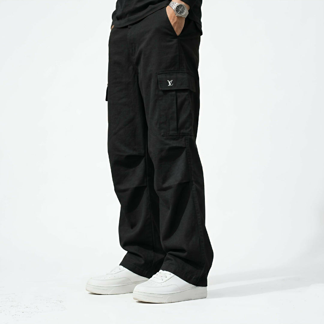 6-Pocket Baggy Cargo Trousers for Men - Cotton Lycra Stretchable Fit