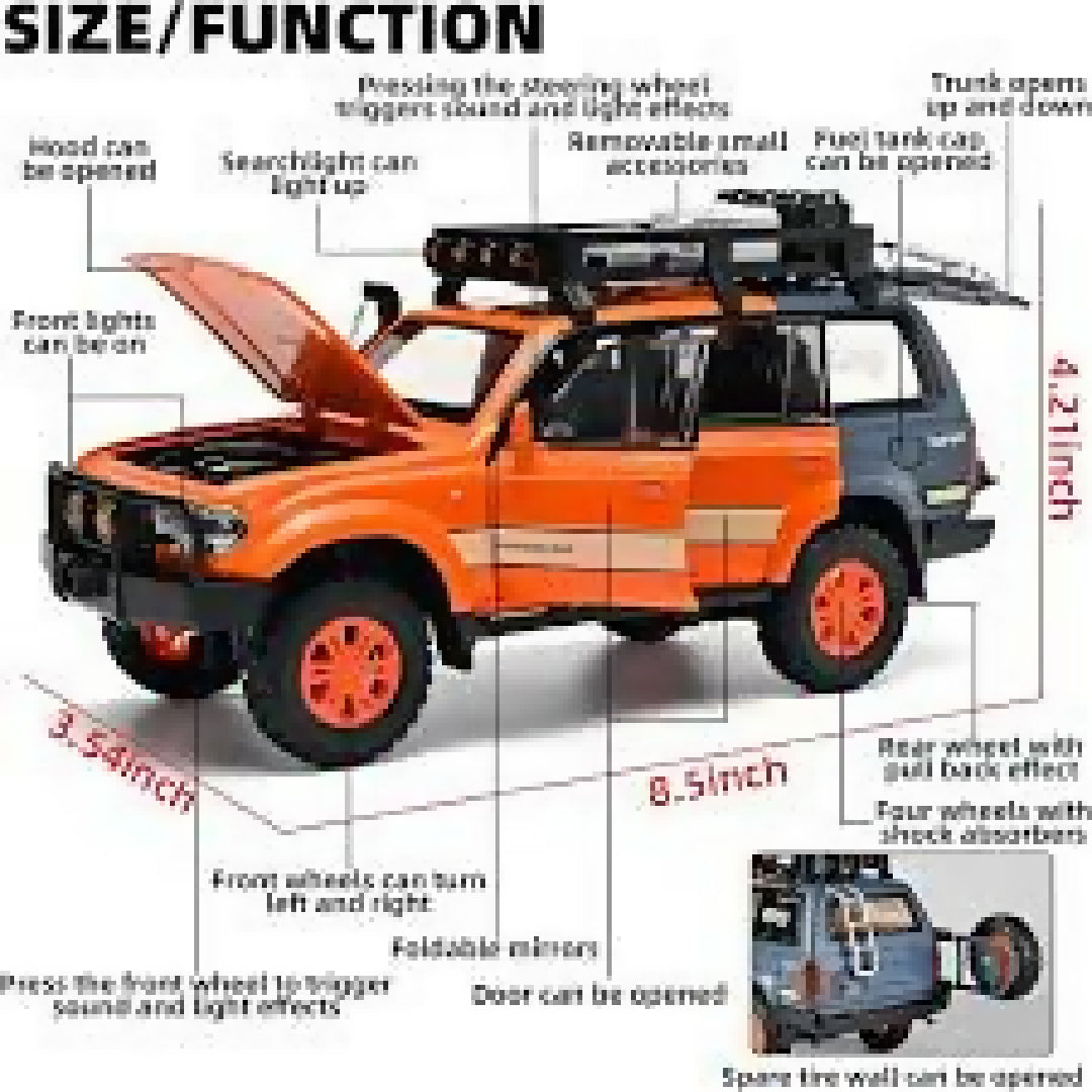 Toyota Land Cruiser LC80 Model Car Sports Car Alloy Metal Pull Back Car Diecast Metal Pullback Toy Car with Openable Doors and Light Music Toys for Kids Random Color