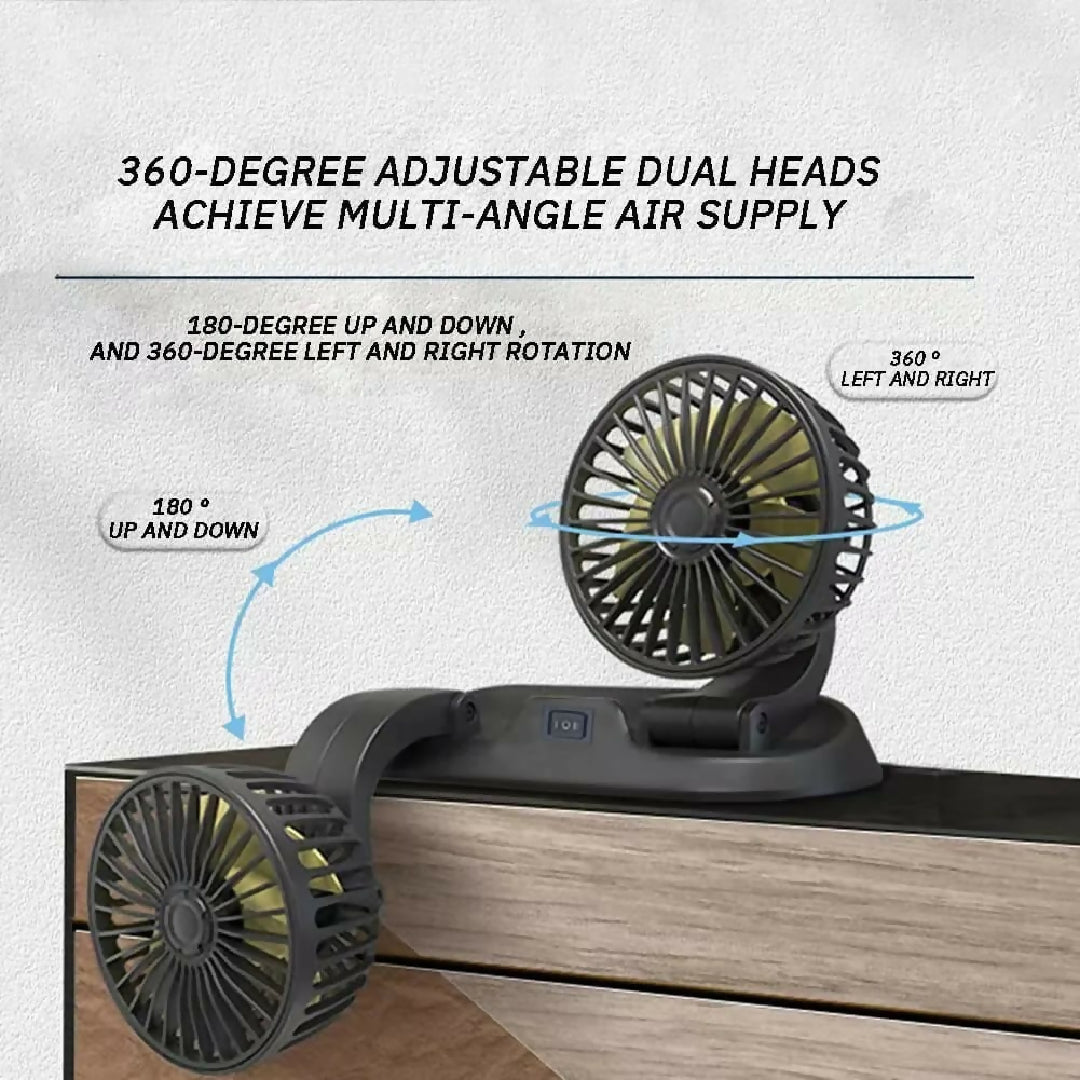12v Car Dashboard cooling fan dual head fan 360 degree rotation Fan for Cars