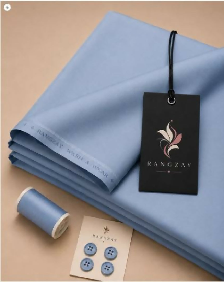 Sky Blue Wash n Wear unstitched four meter fabric