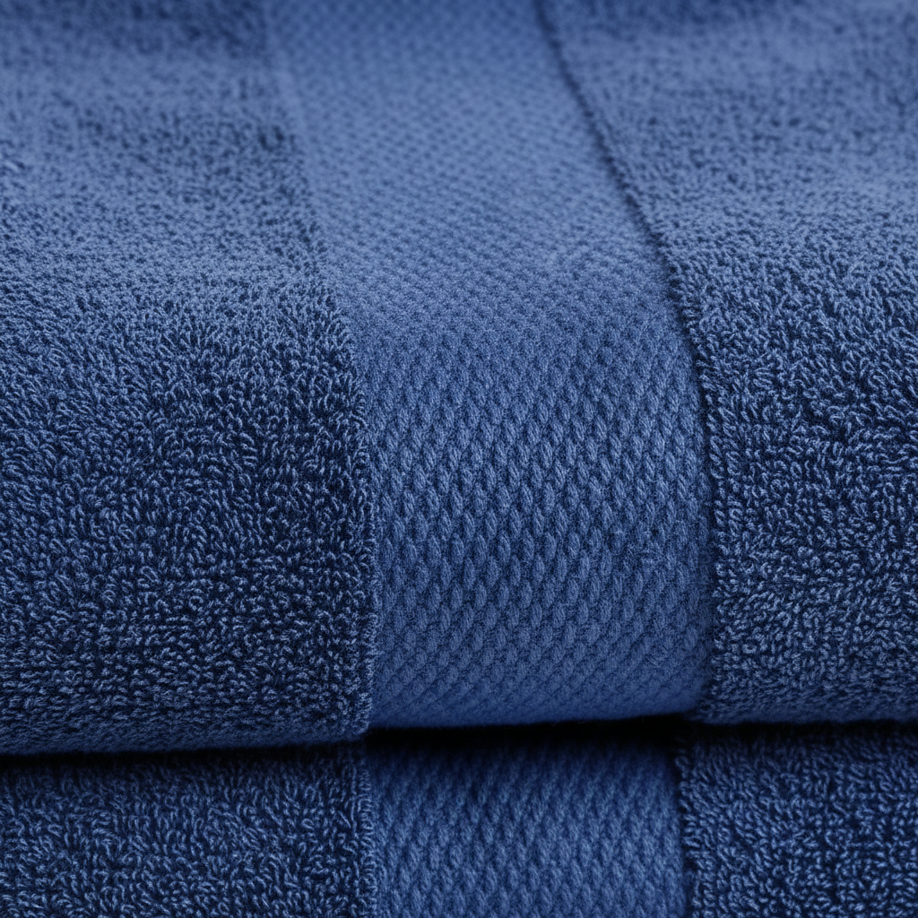 500 GSM Combed Cotton Towel Set Pack of 2 (Bath Towel + Bath Sheet) Navy