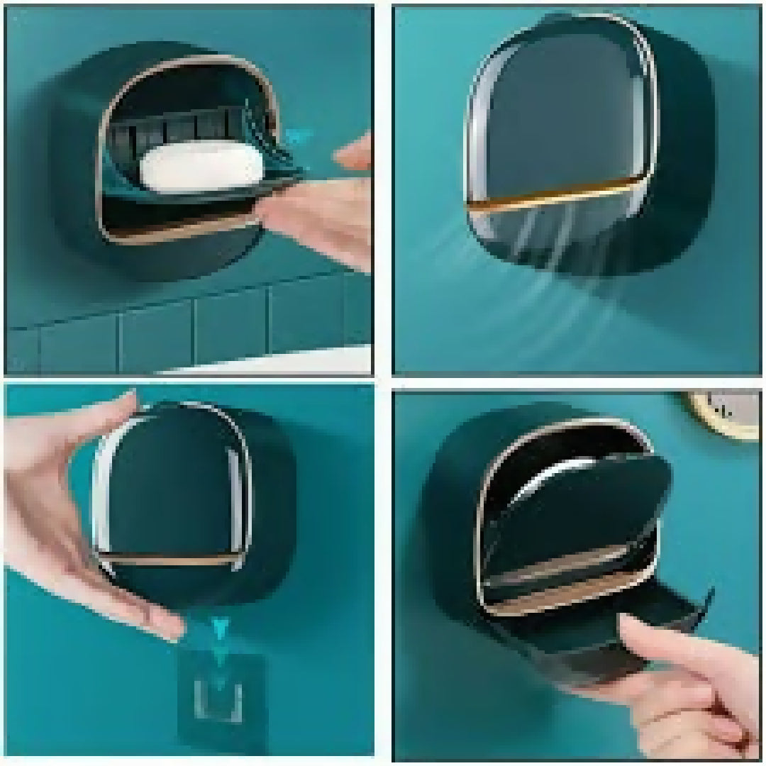 Wall Mounted Soap Holder with Drain Tray - Waterproof Stylish Soap Dish for Kitchen and Bathroom - Random Color